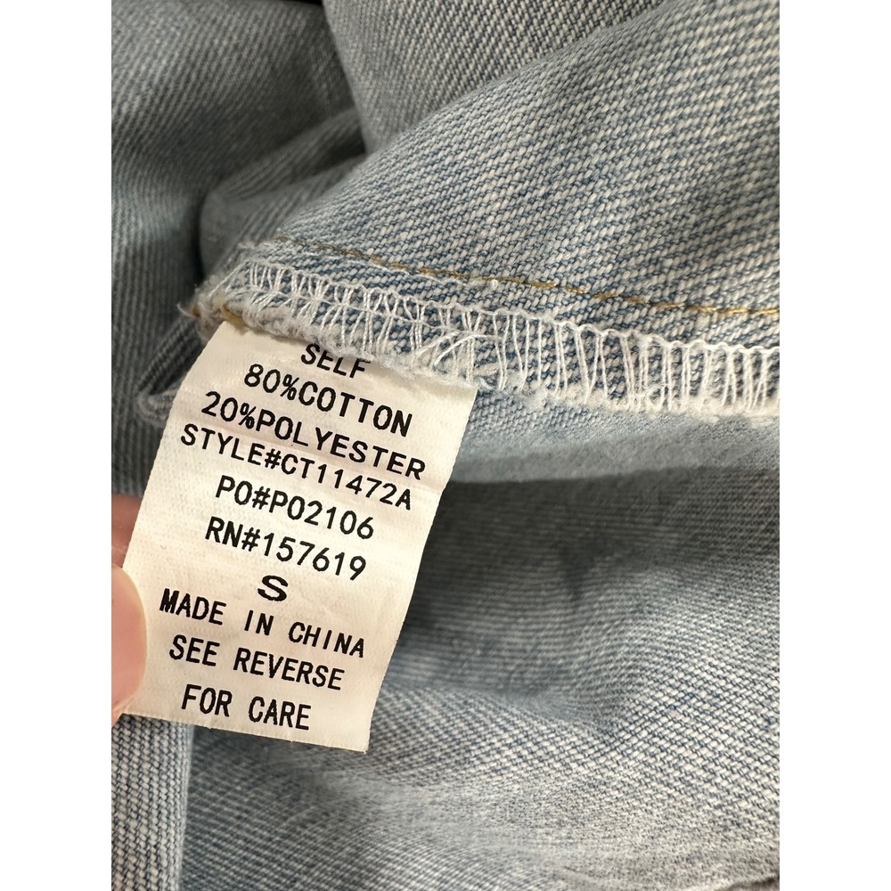 Vestique Women Light Wash Denim Cropped Vest Utility Pockets Small - Picture 3 of 5